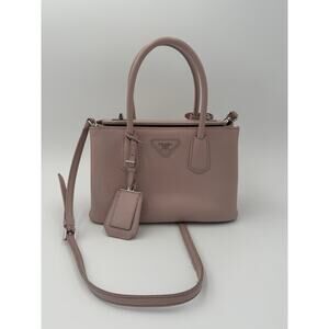 Prada Cuir Twin Tote in Light Pink Saffiano Lux Leather
